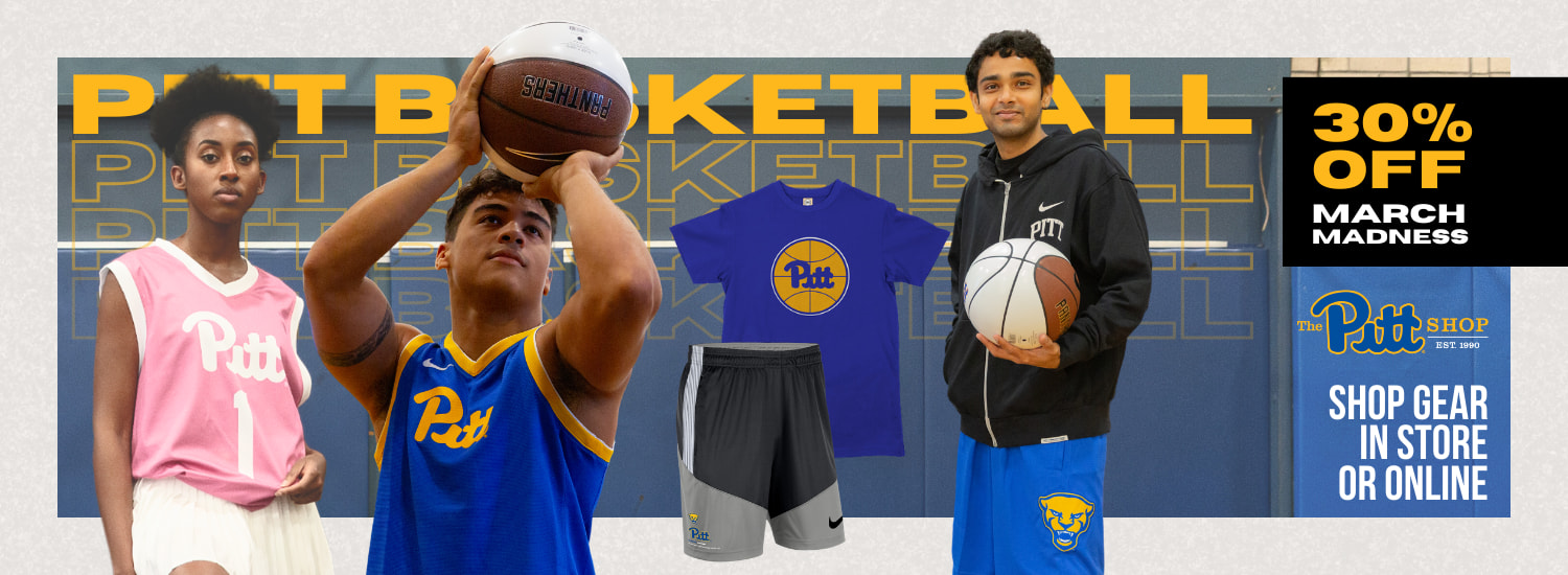 Click to shop 30% off select basketball items at the Pitt Shop.