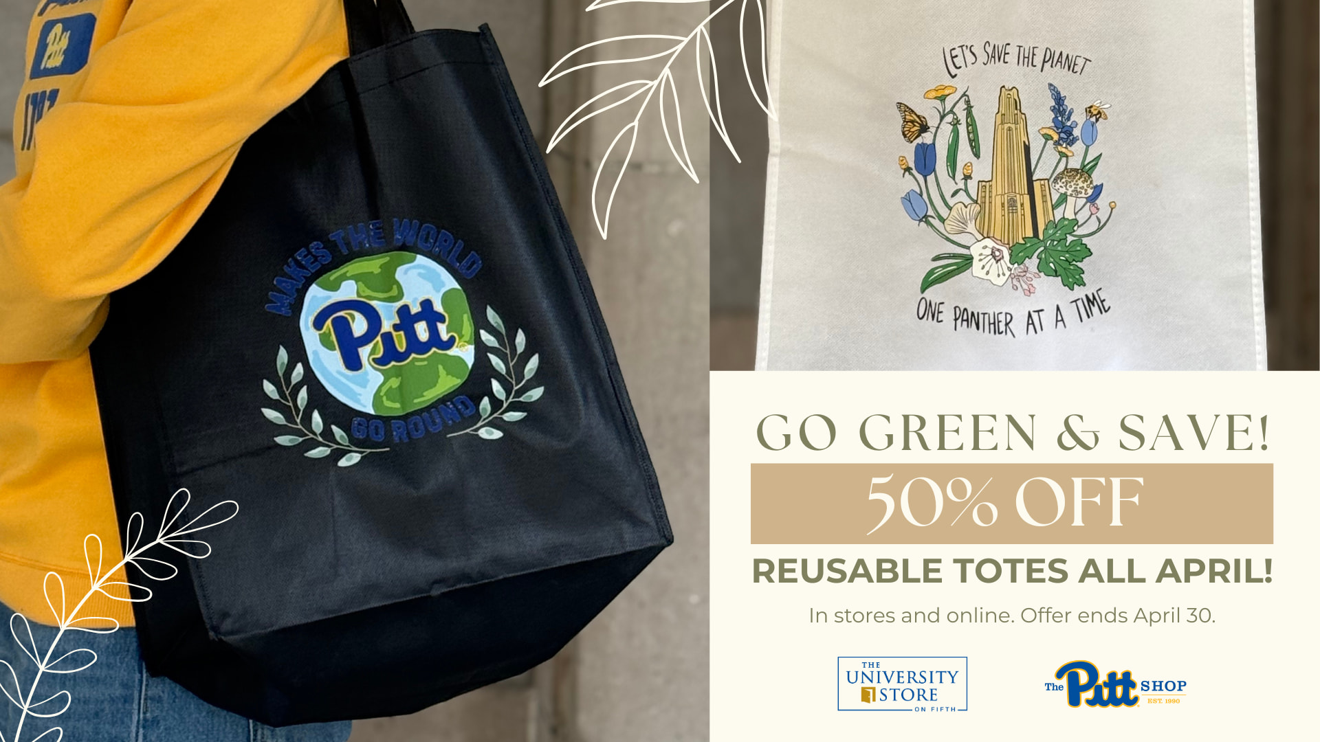 Click to save 50% off earth day tote bag.